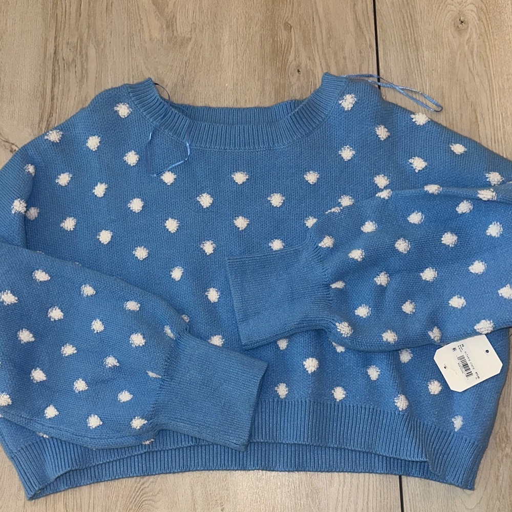 Altar'd State Blue and White Polka Dot Sweater
